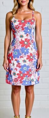 Cabana Floral Summer Dress Size M Spaghetti Strap Tropical Print Casual Shift